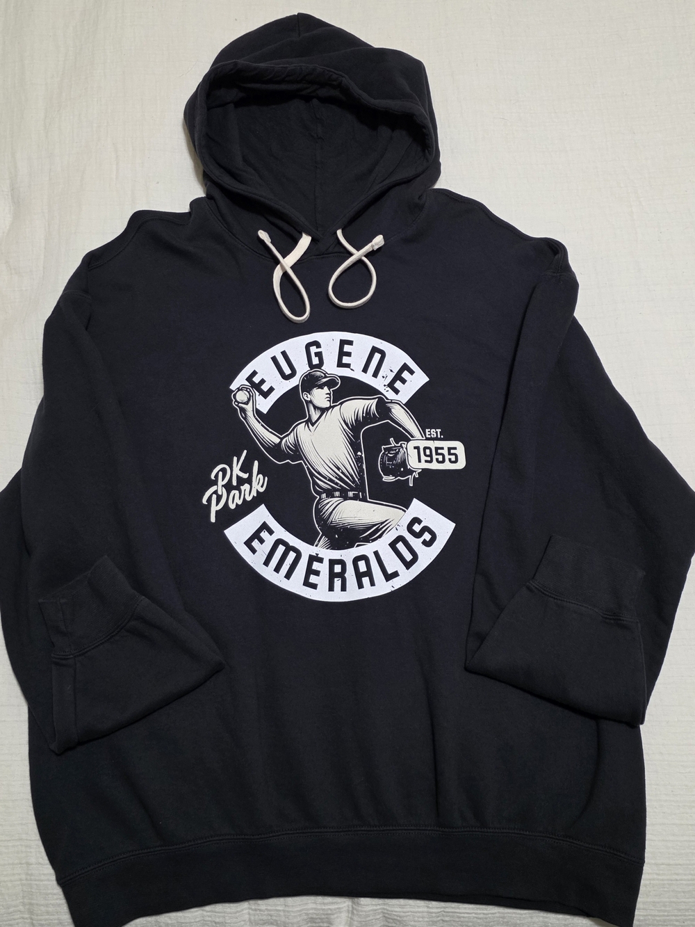 Eugene Emeralds Baseball Black Graphic Hoodie